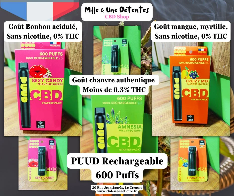 Pack starter PUUD rechargeable 600Puffs